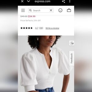 Express White Puff Sleeve Blouse